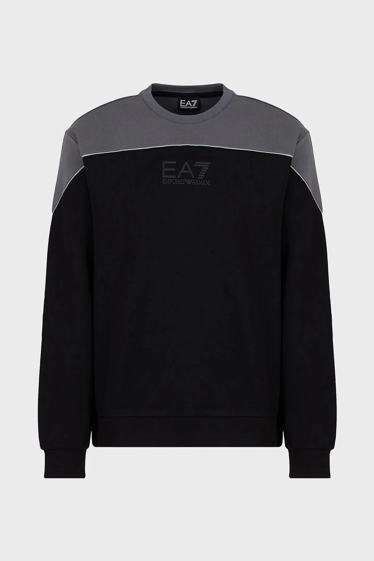 EA7 Pamuklu Oversize Fit Bisiklet Yaka Erkek Sweat 6RPM29 PJ07Z 1200 SİYAH - 3