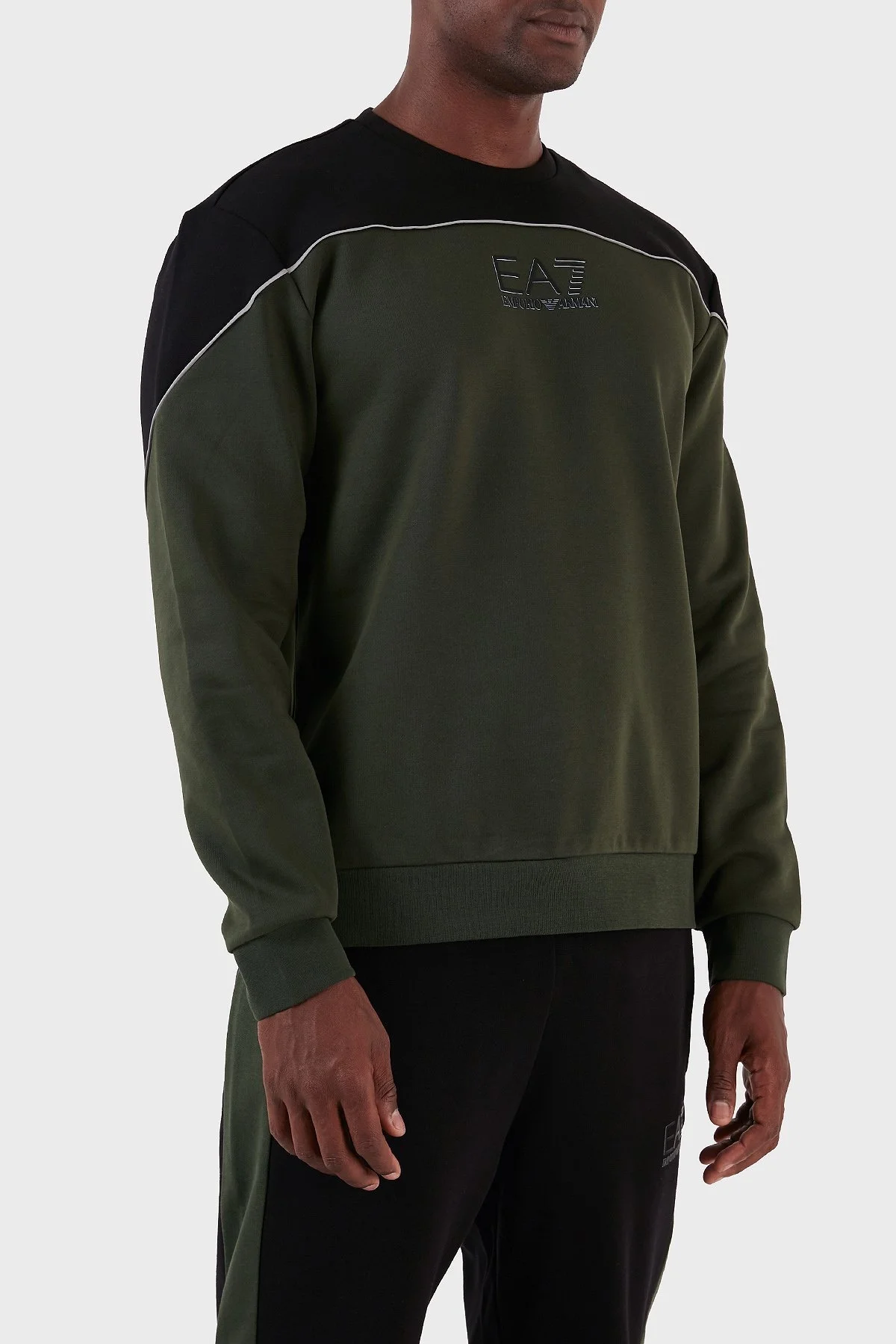 EA7 Pamuklu Oversize Fit Bisiklet Yaka Erkek Sweat 6RPM29 PJ07Z 1845 HAKİ - 4