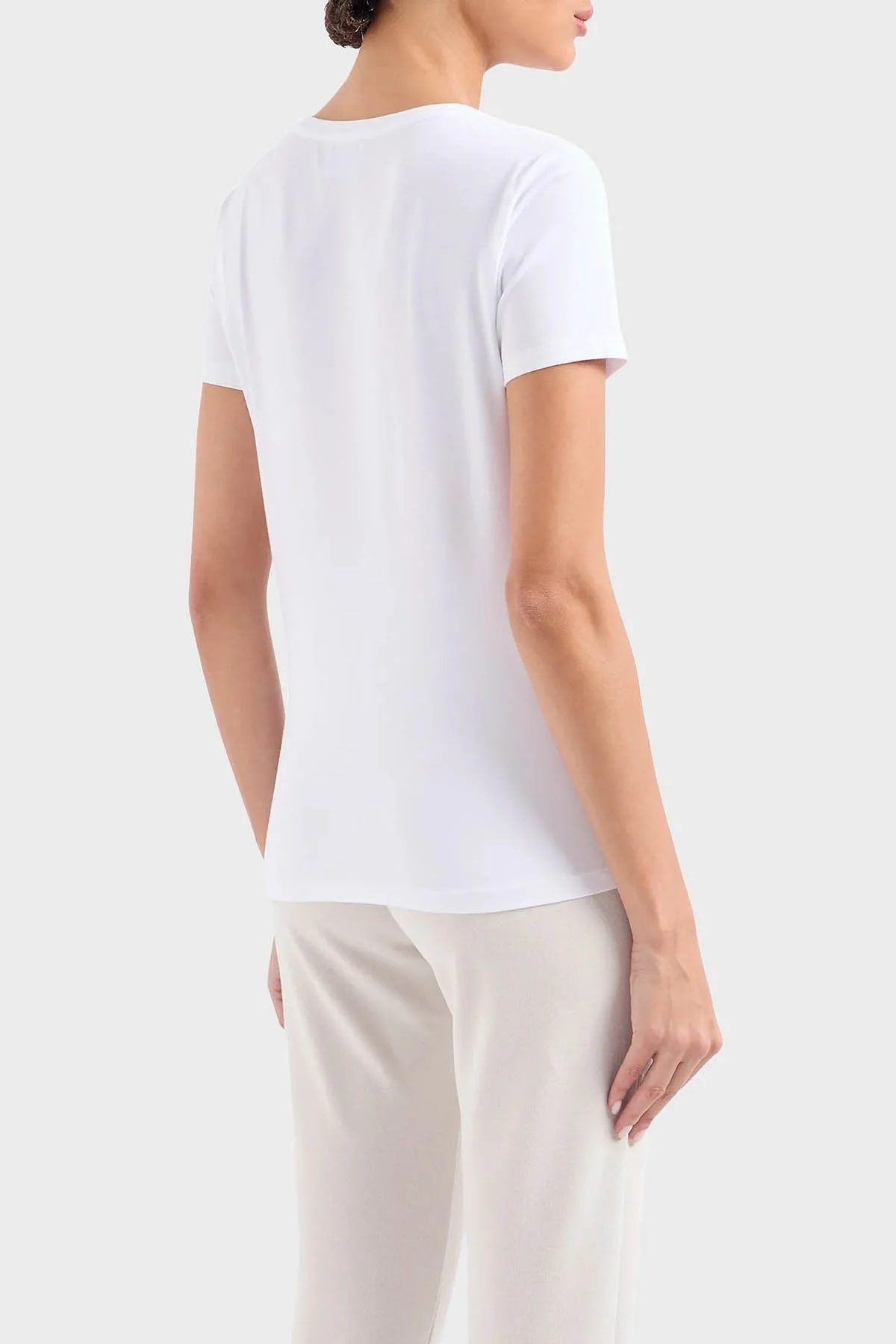 EA7 Pamuklu Regular Fit Bisiklet Yaka Bayan T Shirt 3DTT21 TJFKZ 1100 BEYAZ - 3