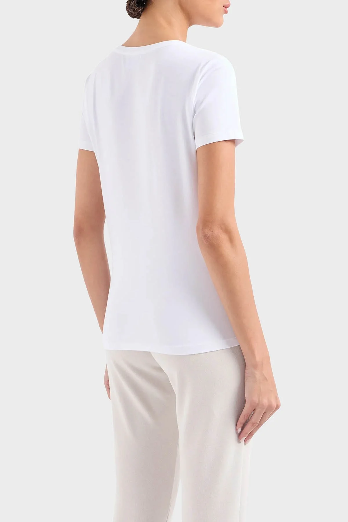 EA7 Pamuklu Regular Fit Bisiklet Yaka Kadın T Shirt 3DTT21 TJFKZ 1100 BEYAZ - 3
