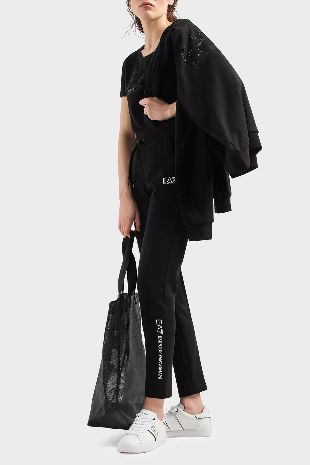 EA7 Pamuklu Regular Fit Bisiklet Yaka Bayan T Shirt 3DTT21 TJFKZ 1200 SİYAH - 2