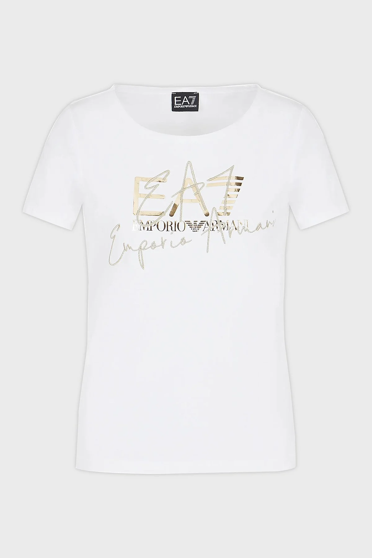 EA7 Pamuklu Regular Fit Bisiklet Yaka Kadın T Shirt 3DTT26 TJFKZ 0101 BEYAZ - 4