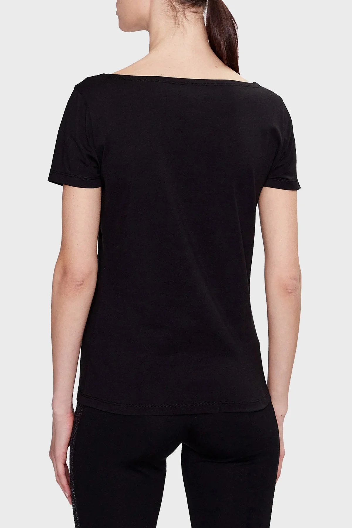 EA7 Pamuklu Regular Fit Bisiklet Yaka Bayan T Shirt 3RTT30 TJDLZ 1200 SİYAH - 2