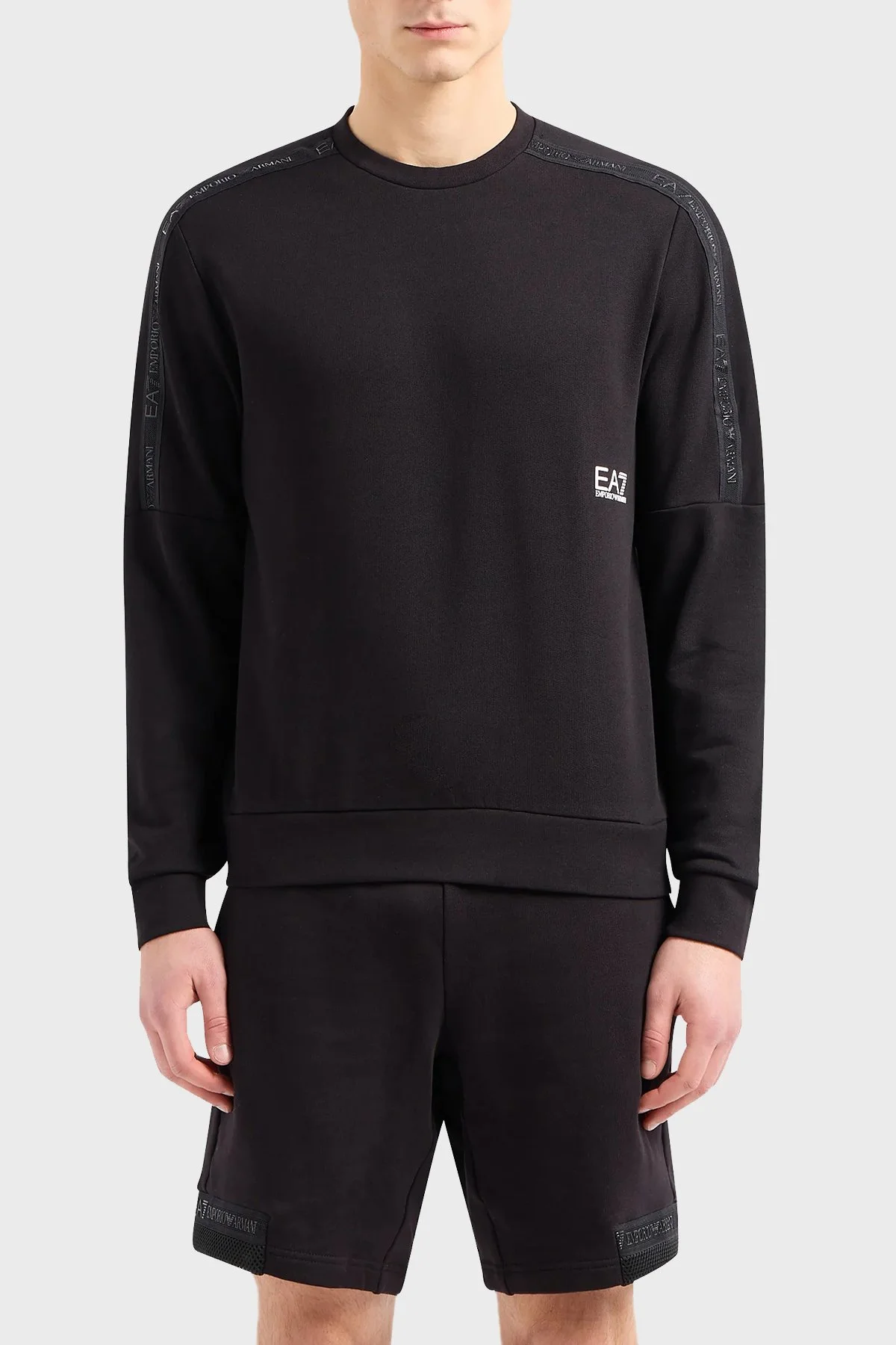 EA7 Pamuklu Regular Fit Bisiklet Yaka Erkek Sweat 3DPM56 PJEQZ 0200 SİYAH - 1