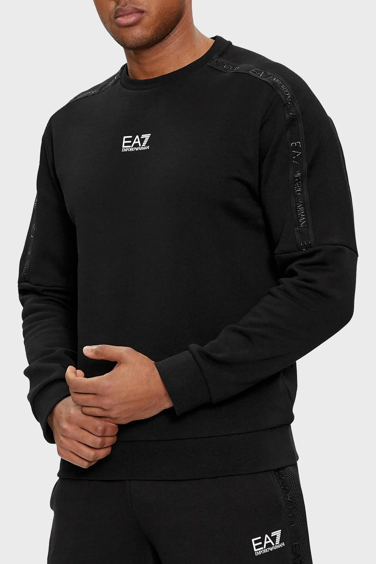 EA7 Pamuklu Regular Fit Bisiklet Yaka Erkek Sweat 3DPM58 PJ07Z 1200 SİYAH - 1