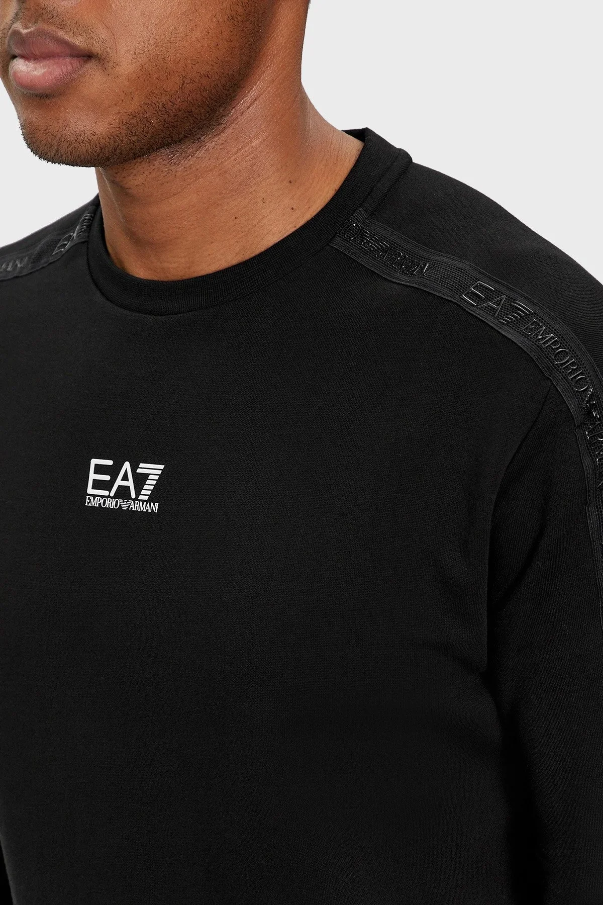 EA7 Pamuklu Regular Fit Bisiklet Yaka Erkek Sweat 3DPM58 PJ07Z 1200 SİYAH - 4