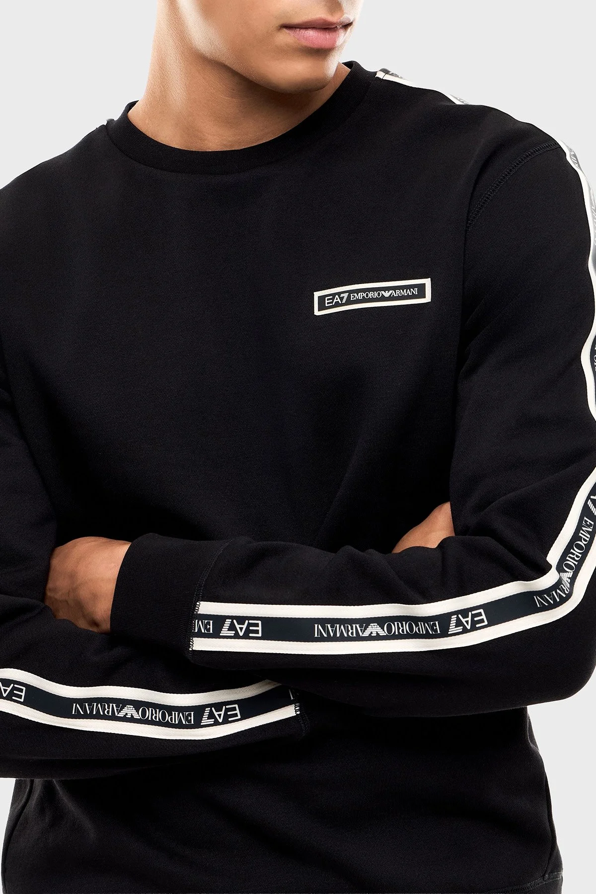 EA7 Pamuklu Regular Fit Bisiklet Yaka Erkek Sweat 7M002195 AF10377 UC001 Siyah - 5