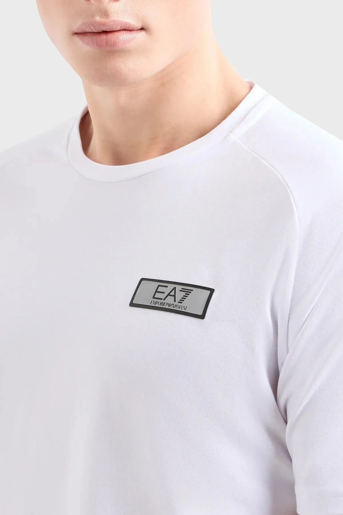 EA7 Pamuklu Regular Fit Bisiklet Yaka Erkek T Shirt 3DPT24 PJUVZ 1100 BEYAZ - 4