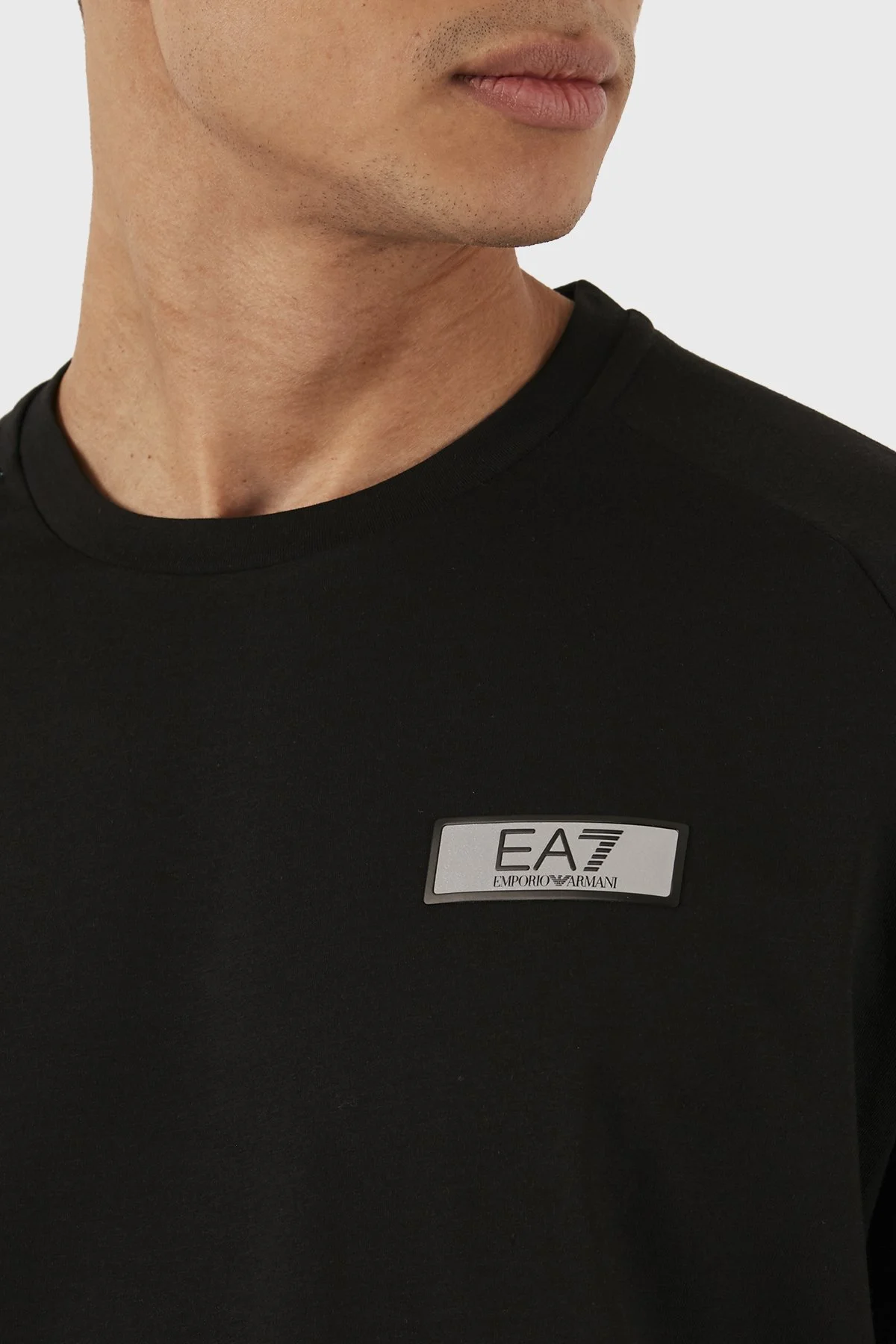 EA7 Pamuklu Regular Fit Bisiklet Yaka Erkek T Shirt 3DPT24 PJUVZ 1200 SİYAH - 5