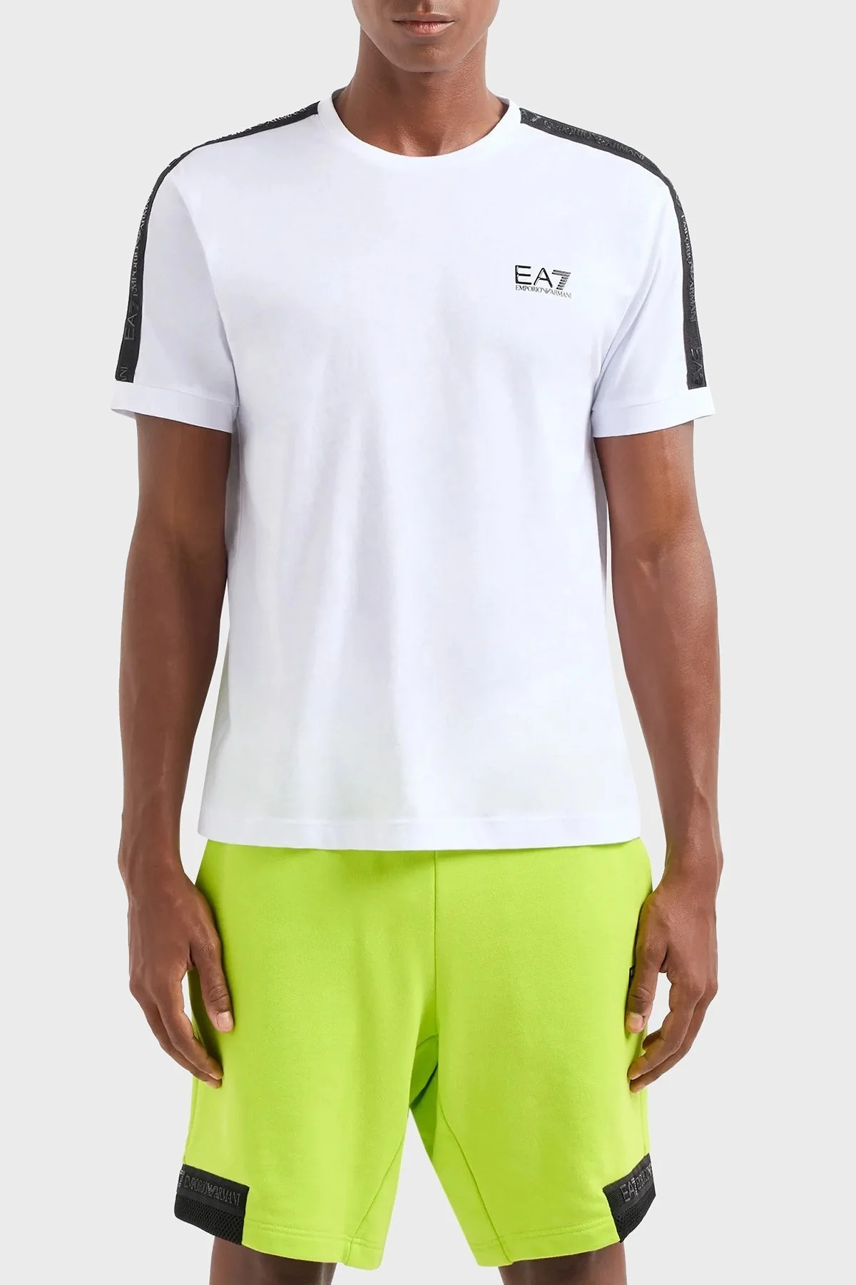 EA7 Pamuklu Regular Fit Bisiklet Yaka Erkek T Shirt 3DPT35 PJ02Z 1100 BEYAZ - 1