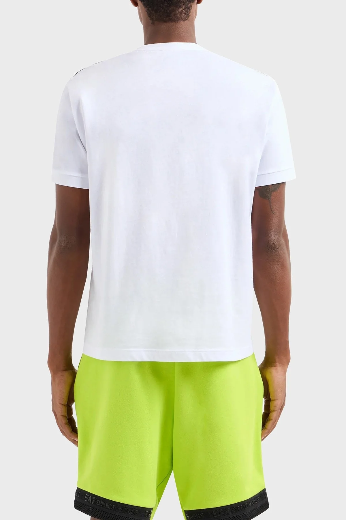 EA7 Pamuklu Regular Fit Bisiklet Yaka Erkek T Shirt 3DPT35 PJ02Z 1100 BEYAZ - 2