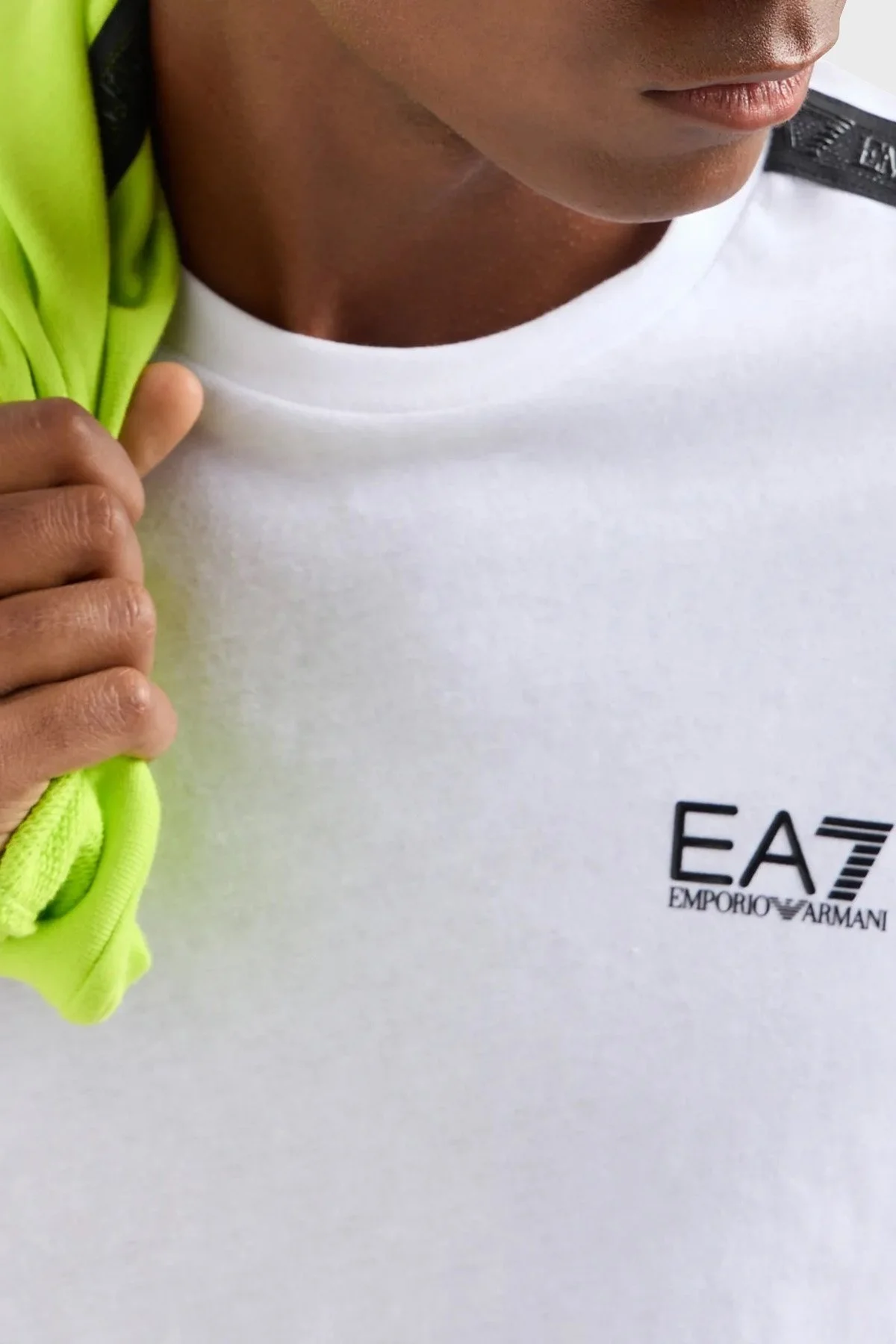EA7 Pamuklu Regular Fit Bisiklet Yaka Erkek T Shirt 3DPT35 PJ02Z 1100 BEYAZ - 4