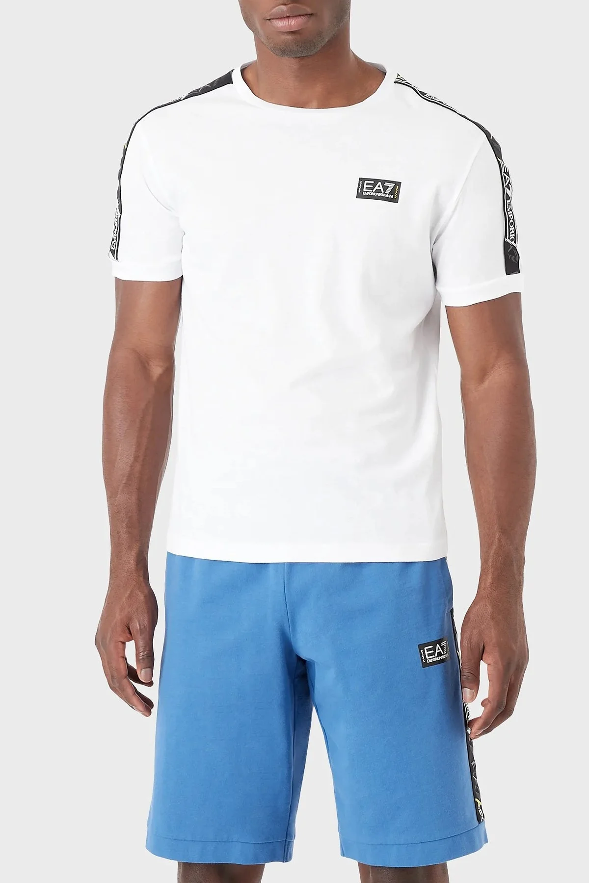 EA7 Pamuklu Regular Fit Bisiklet Yaka Erkek T Shirt 3RPT06 PJ02Z 1100 BEYAZ - 1