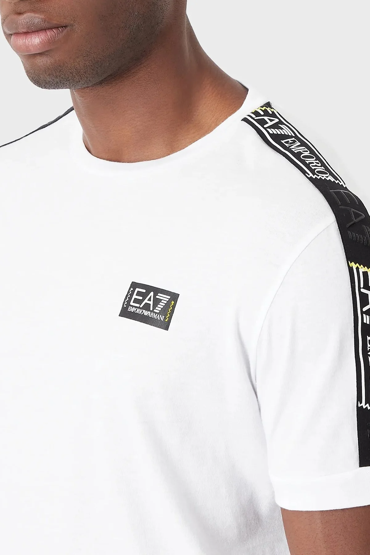 EA7 Pamuklu Regular Fit Bisiklet Yaka Erkek T Shirt 3RPT06 PJ02Z 1100 BEYAZ - 3