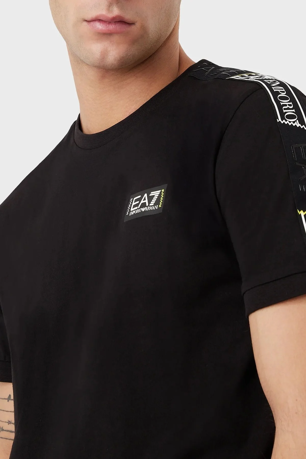 EA7 Pamuklu Regular Fit Bisiklet Yaka Erkek T Shirt 3RPT06 PJ02Z 1200 SİYAH - 2