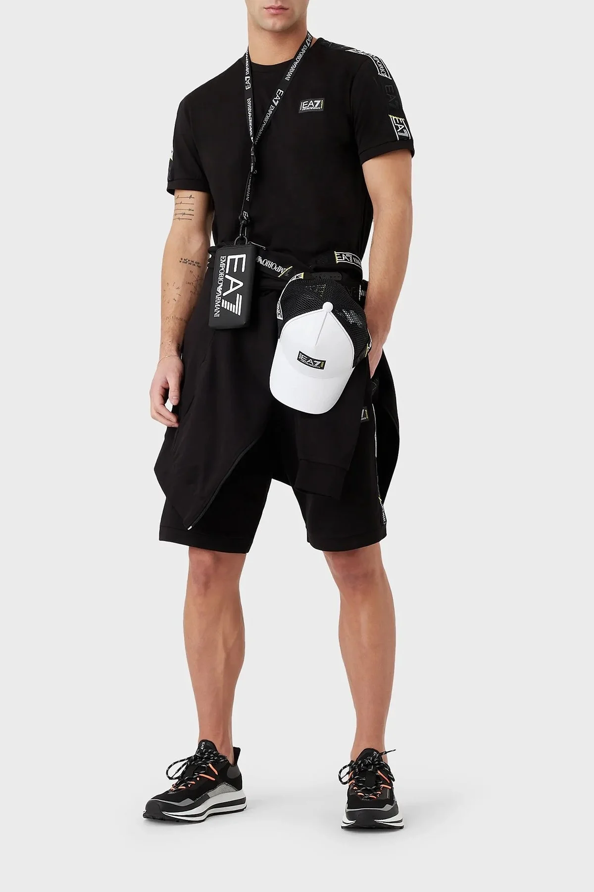 EA7 Pamuklu Regular Fit Bisiklet Yaka Erkek T Shirt 3RPT06 PJ02Z 1200 SİYAH - 3