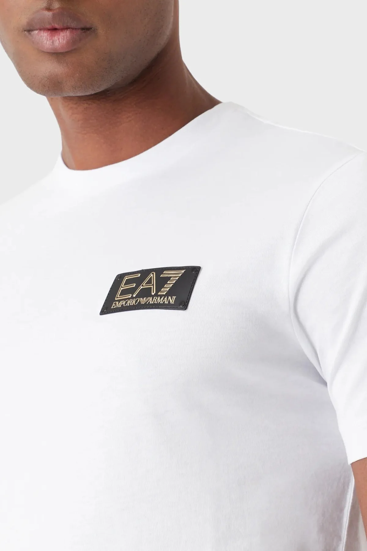EA7 Pamuklu Regular Fit Bisiklet Yaka Erkek T Shirt 3RPT19 PJM9Z 1100 BEYAZ - 3