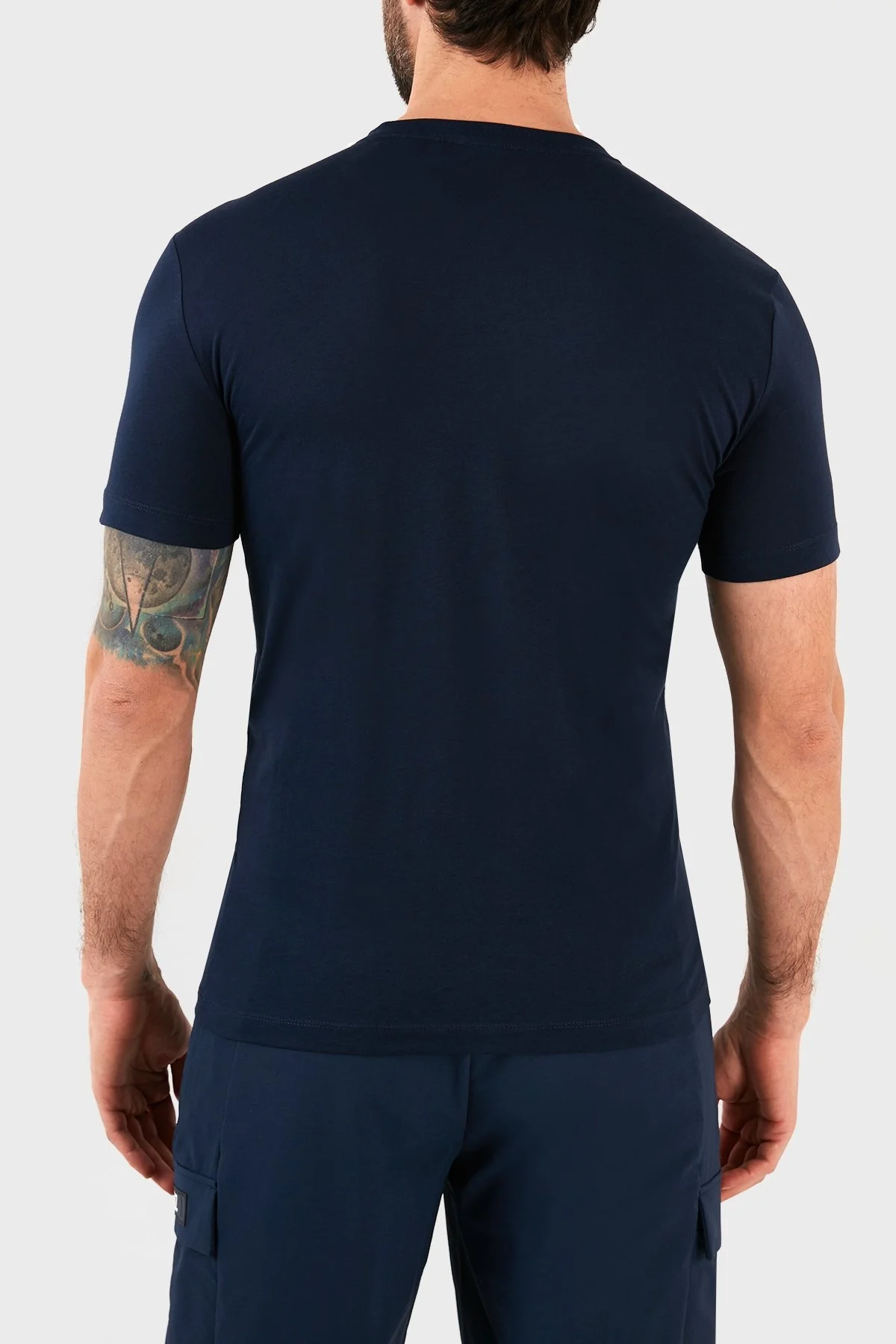 EA7 Pamuklu Regular Fit Bisiklet Yaka Erkek T Shirt 3RPT19 PJM9Z 1554 LACİVERT - 3