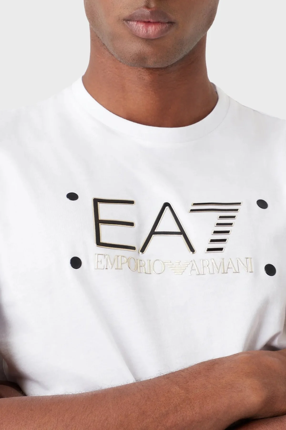 EA7 Pamuklu Regular Fit Bisiklet Yaka Erkek T Shirt 3RPT20 PJM9Z 1100 BEYAZ - 3