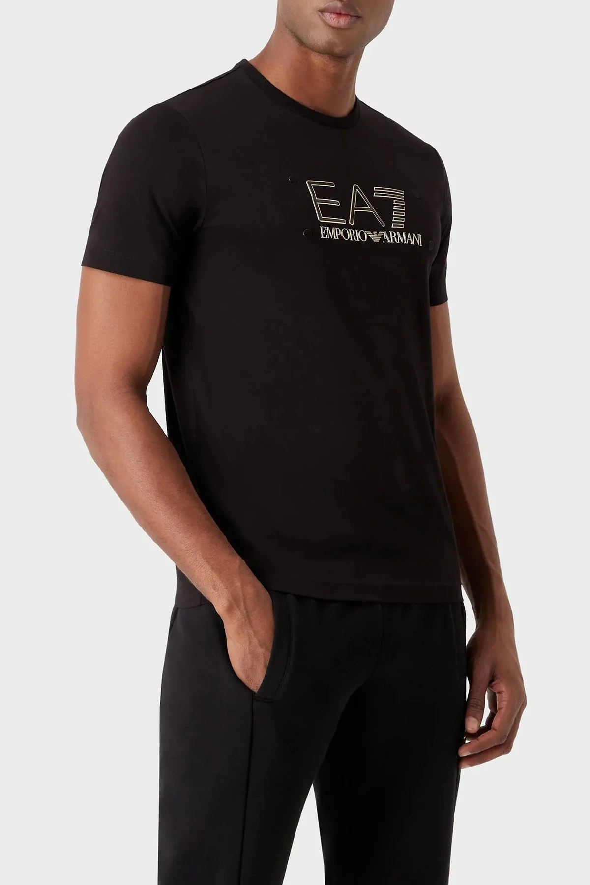 EA7 Pamuklu Regular Fit Bisiklet Yaka Erkek T Shirt 3RPT20 PJM9Z 1200 SİYAH - 1