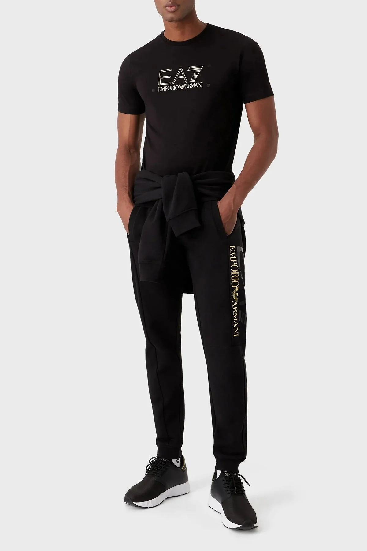 EA7 Pamuklu Regular Fit Bisiklet Yaka Erkek T Shirt 3RPT20 PJM9Z 1200 SİYAH - 2