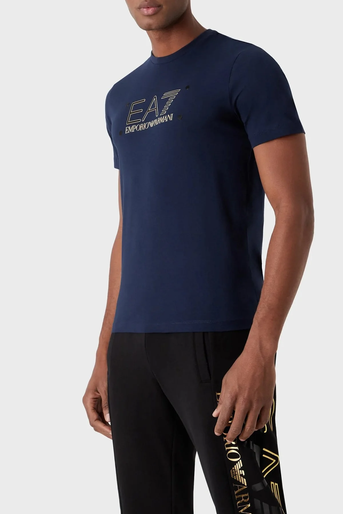 EA7 Pamuklu Regular Fit Bisiklet Yaka Erkek T Shirt 3RPT20 PJM9Z 1554 LACİVERT - 1