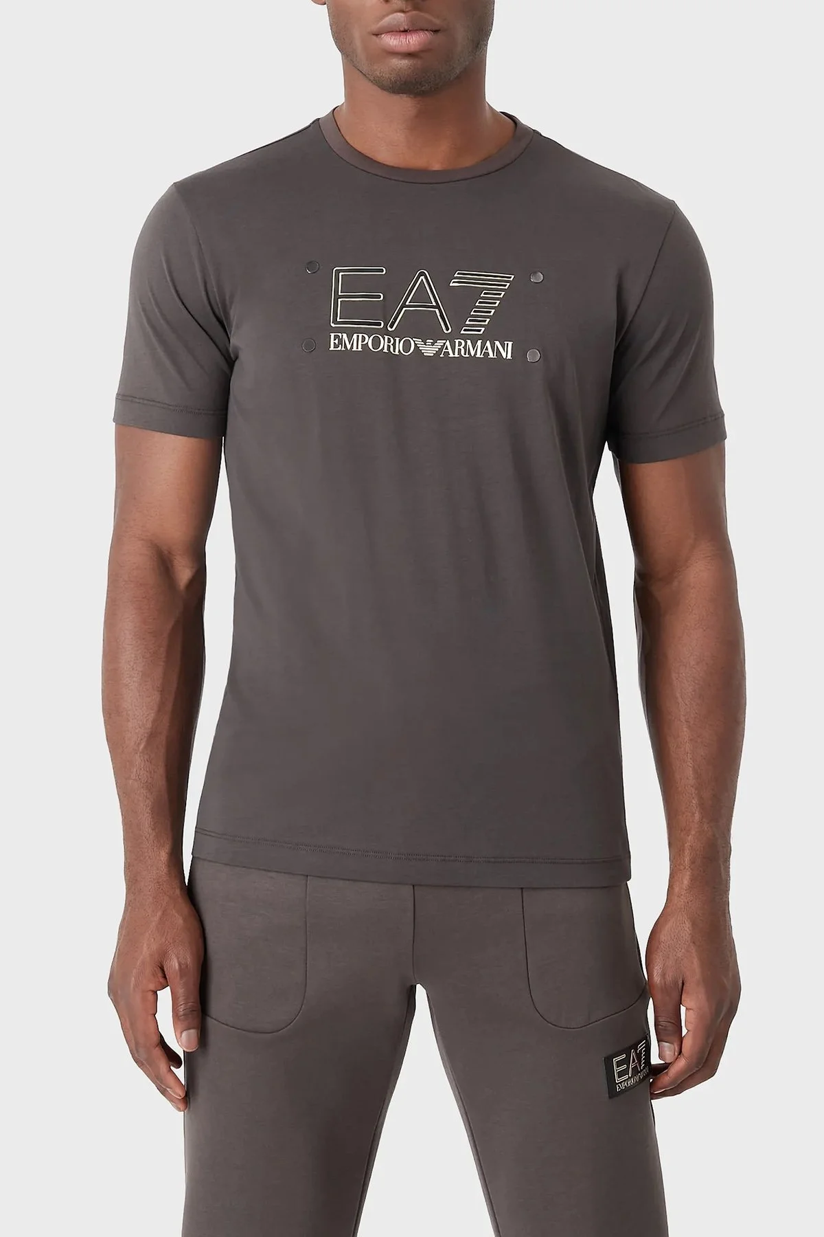 EA7 Pamuklu Regular Fit Bisiklet Yaka Erkek T Shirt 3RPT20 PJM9Z 1997 ANTRASİT - 1