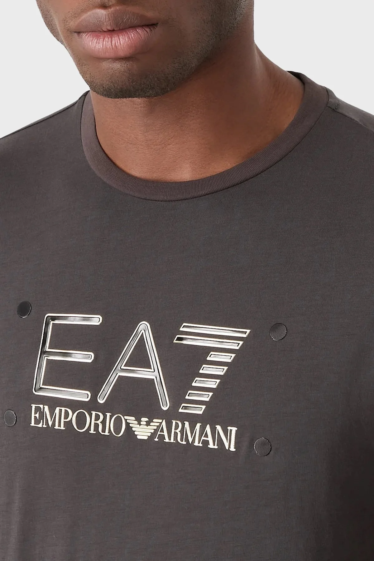 EA7 Pamuklu Regular Fit Bisiklet Yaka Erkek T Shirt 3RPT20 PJM9Z 1997 ANTRASİT - 2