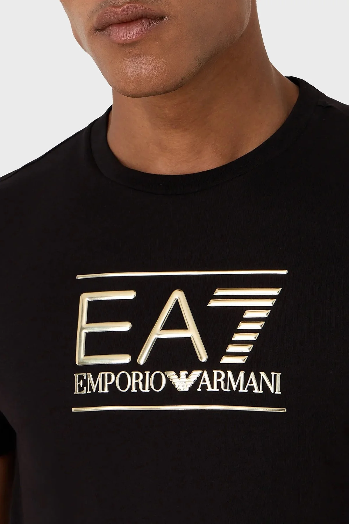 EA7 Pamuklu Regular Fit Bisiklet Yaka Erkek T Shirt 6RPT19 PJM9Z 1200 SİYAH - 4