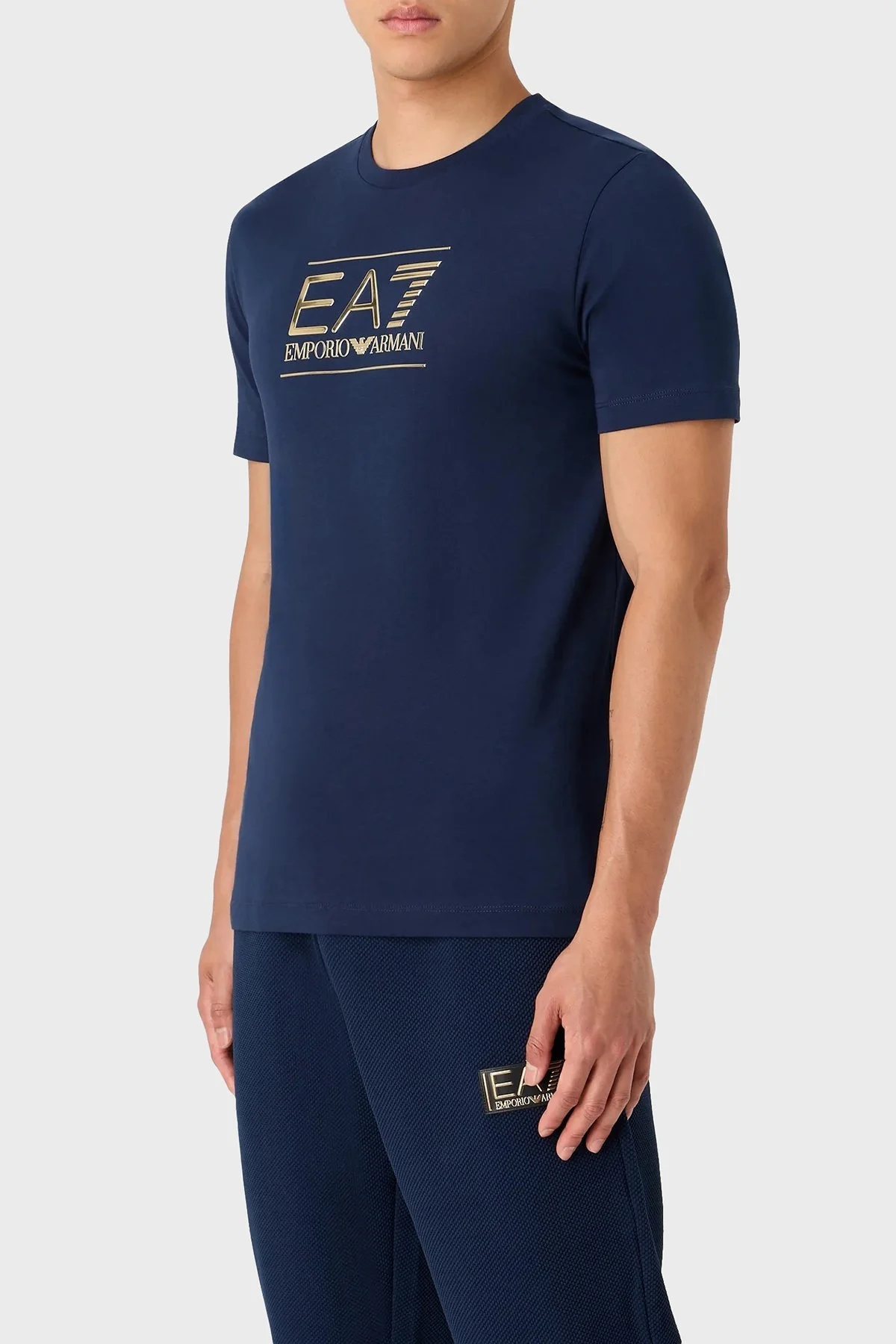 EA7 Pamuklu Regular Fit Bisiklet Yaka Erkek T Shirt 6RPT19 PJM9Z 1554 LACİVERT - 1