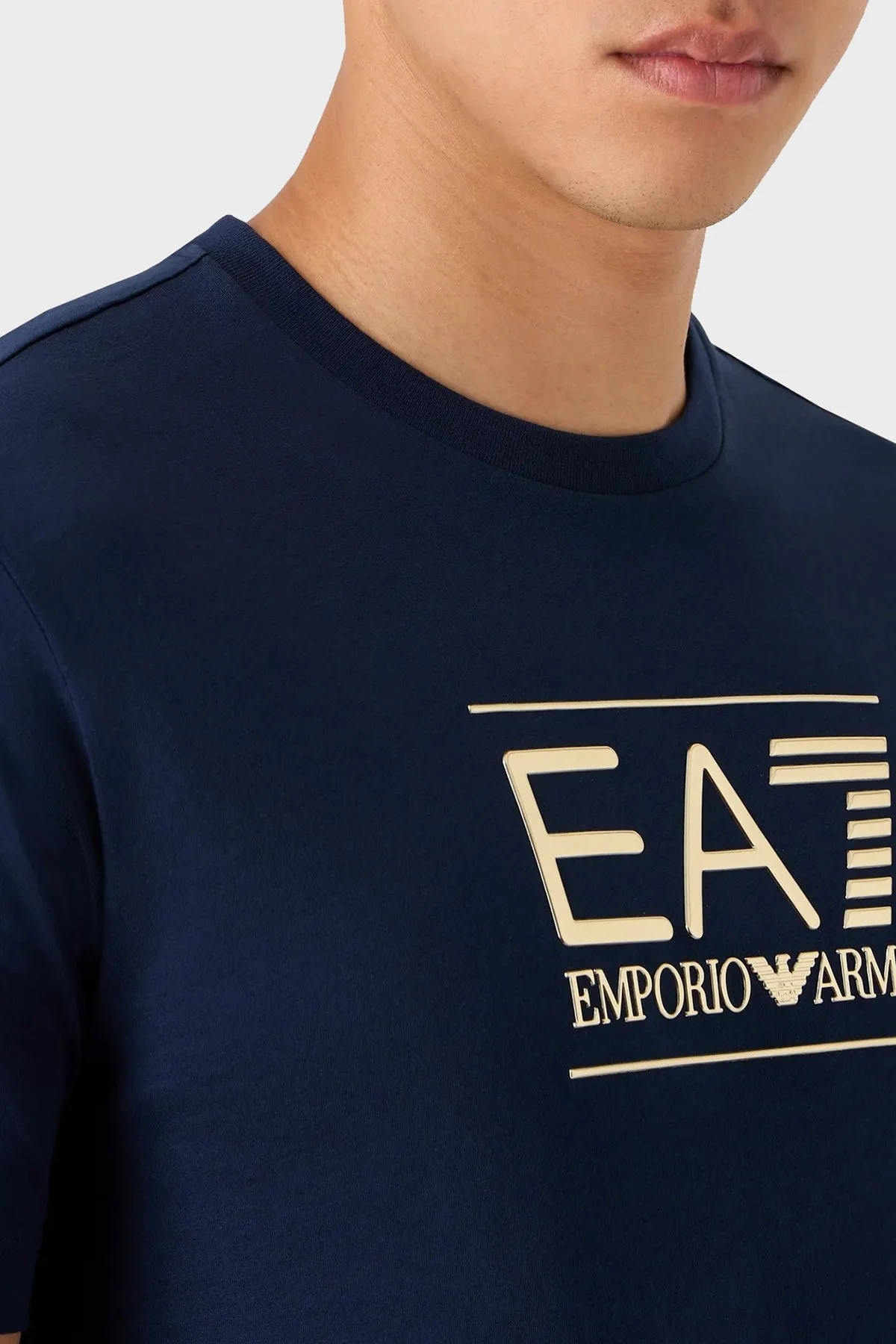 EA7 Pamuklu Regular Fit Bisiklet Yaka Erkek T Shirt 6RPT19 PJM9Z 1554 LACİVERT - 4