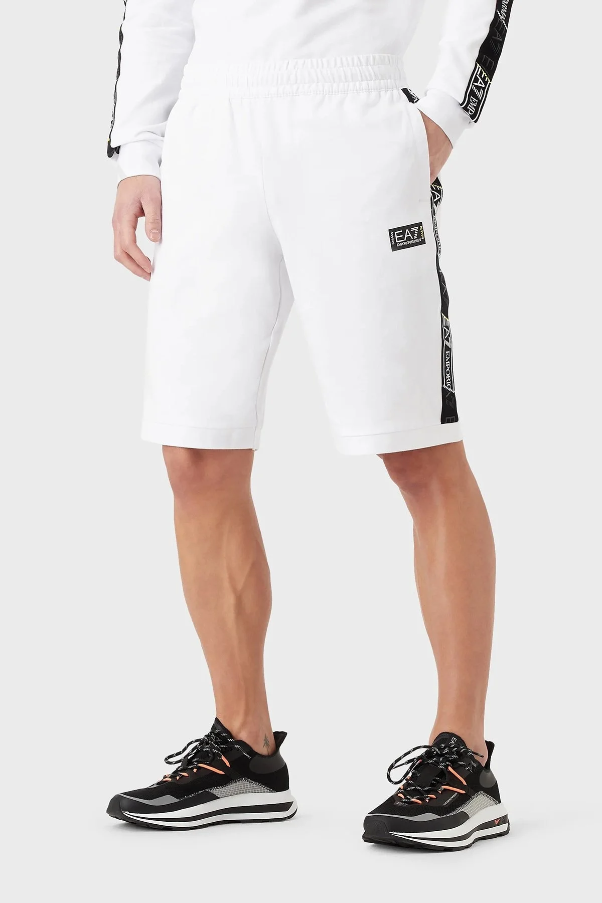 EA7 Pamuklu Regular Fit Cepli Erkek Bermuda 3RPS56 PJ05Z 1100 BEYAZ - 1