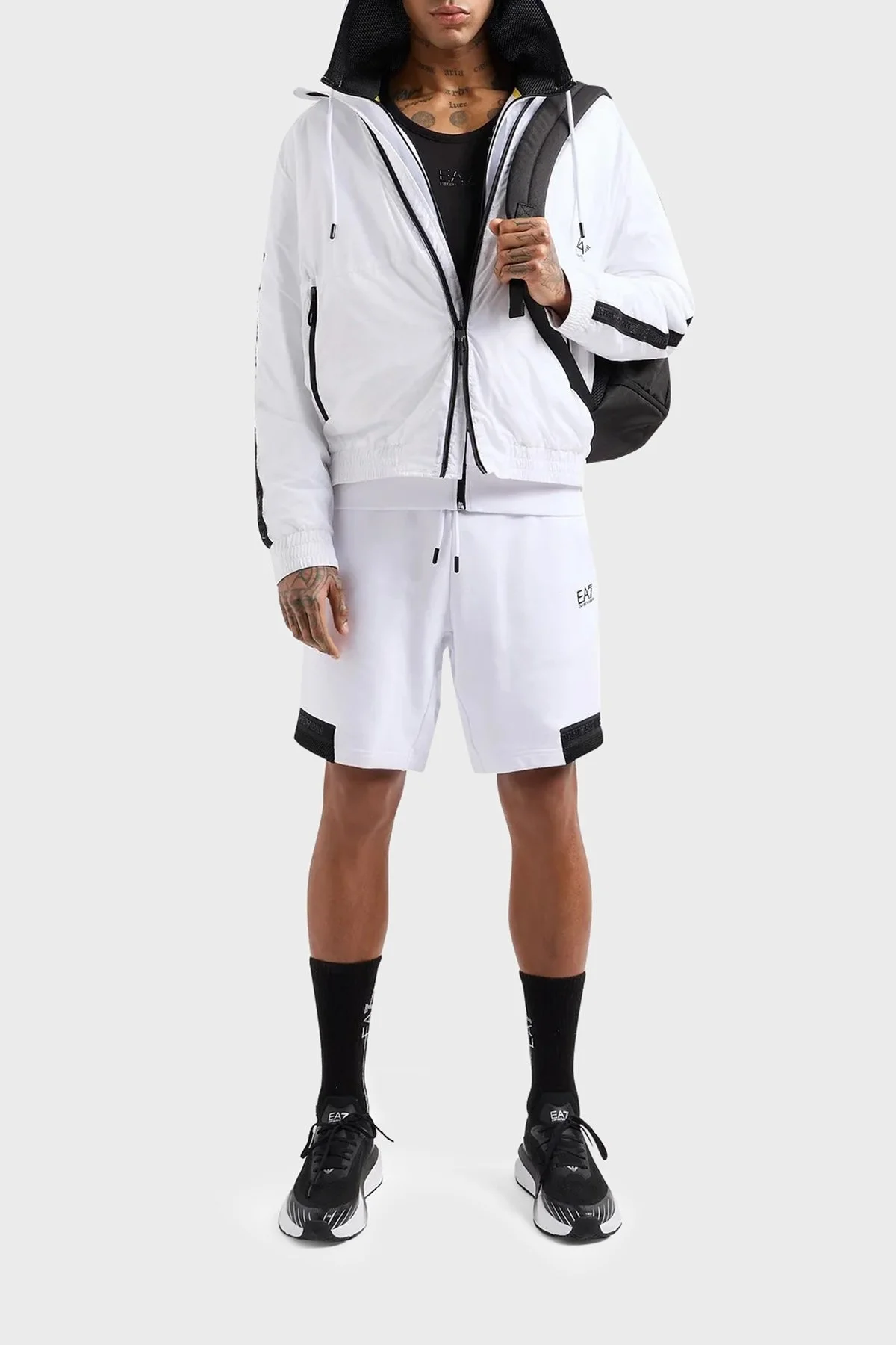 EA7 Pamuklu Regular Fit Cepli Erkek Short 3DPS73 PJEQZ 1100 BEYAZ - 2