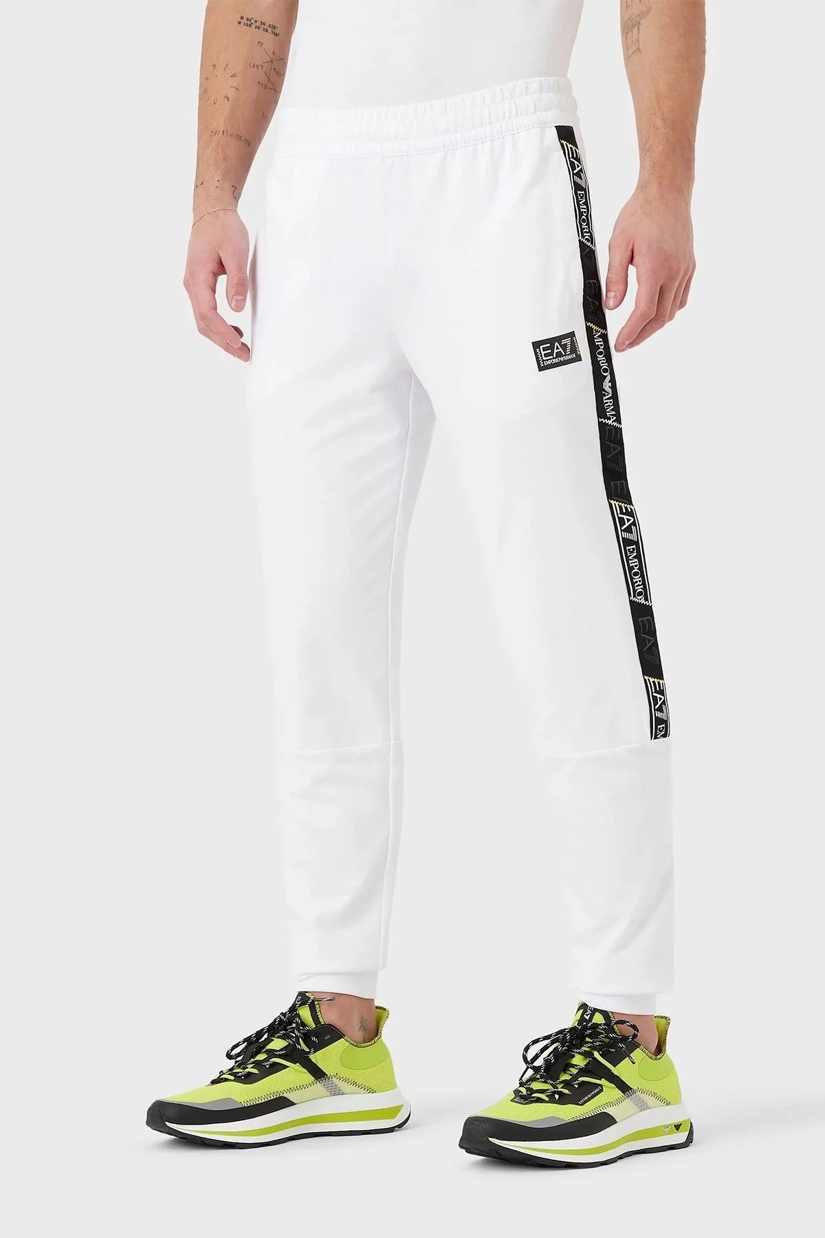 EA7 Pamuklu Regular Fit Cepli Jogger Spor Erkek Pantolon 3RPP58 PJ05Z 1100 BEYAZ - 2