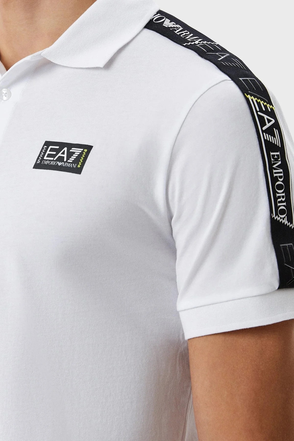EA7 Pamuklu Regular Fit Düğmeli Erkek Polo T Shirt 3RPF52 PJ02Z 1100 BEYAZ - 3