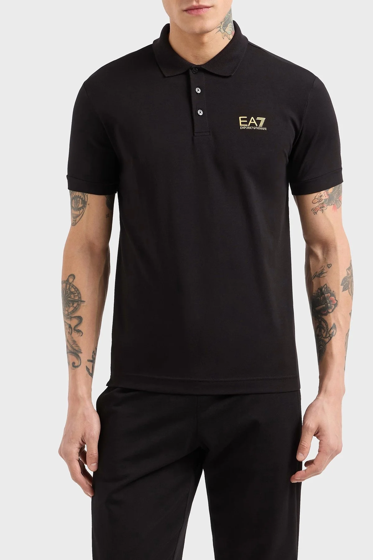 EA7 Pamuklu Regular Fit Düğmeli Erkek Polo Yaka T Shirt 8NPF14 PJVQZ 0208 SİYAH - 6