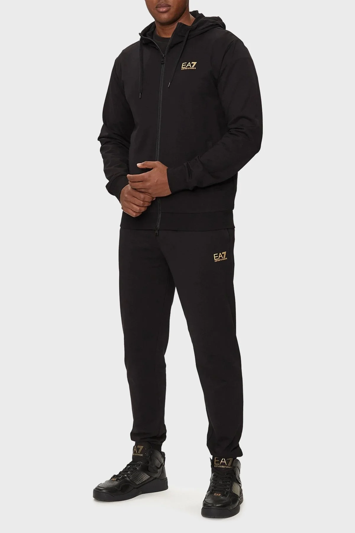 EA7 Pamuklu Regular Fit Erkek Eşofman Takımı 8NPV63 PJVRZ 0208 SİYAH - 1