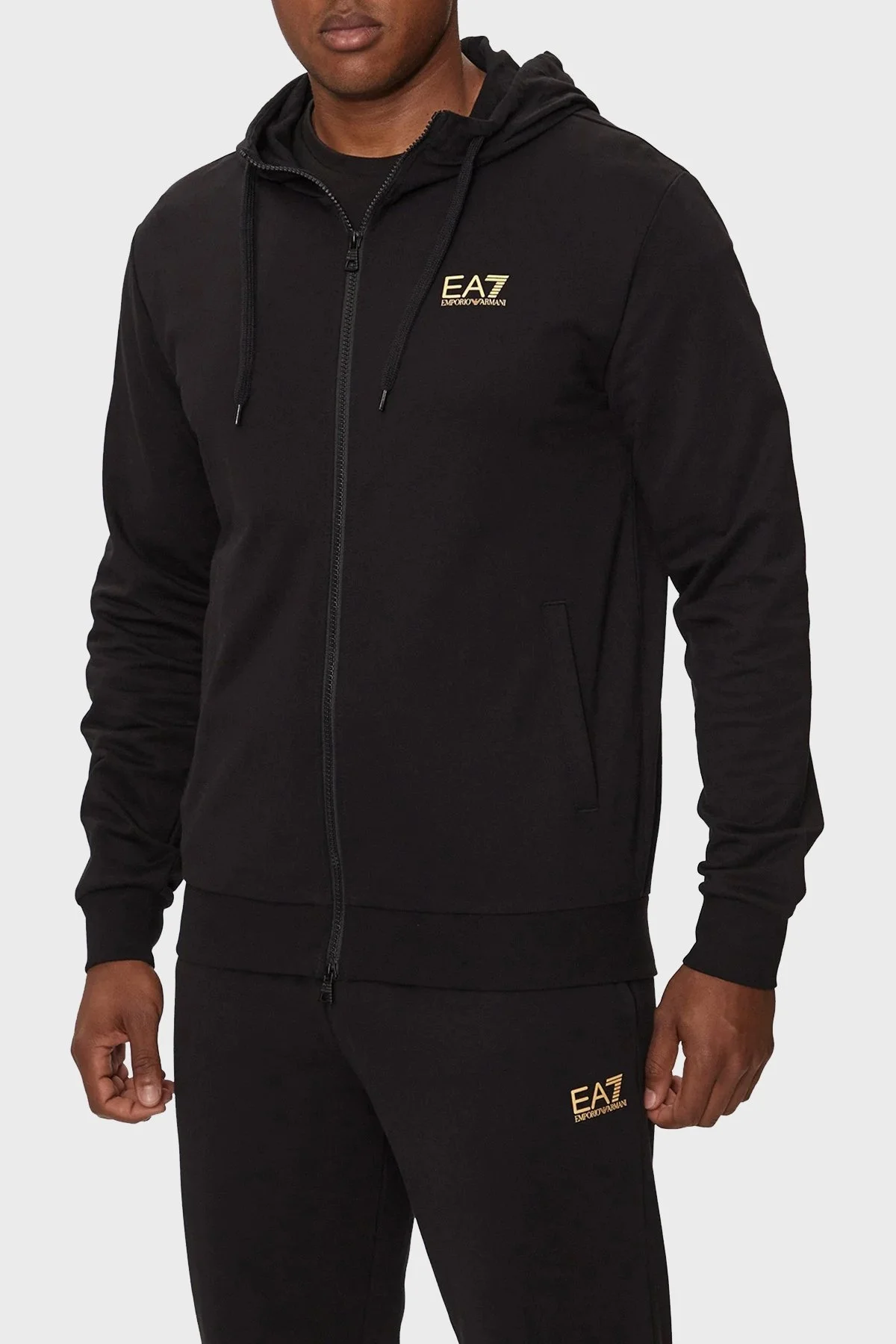 EA7 Pamuklu Regular Fit Erkek Eşofman Takımı 8NPV63 PJVRZ 0208 SİYAH - 4