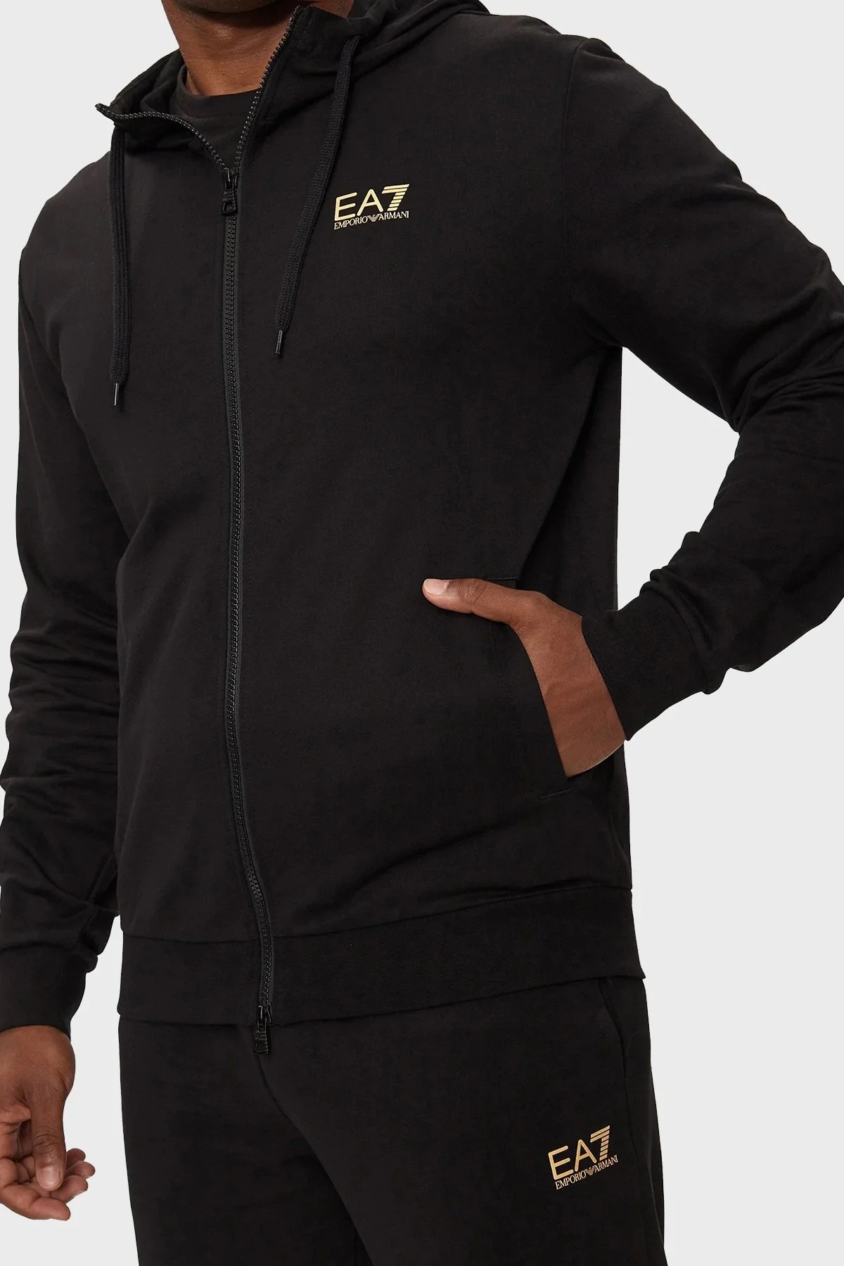 EA7 Pamuklu Regular Fit Erkek Eşofman Takımı 8NPV63 PJVRZ 0208 SİYAH - 5