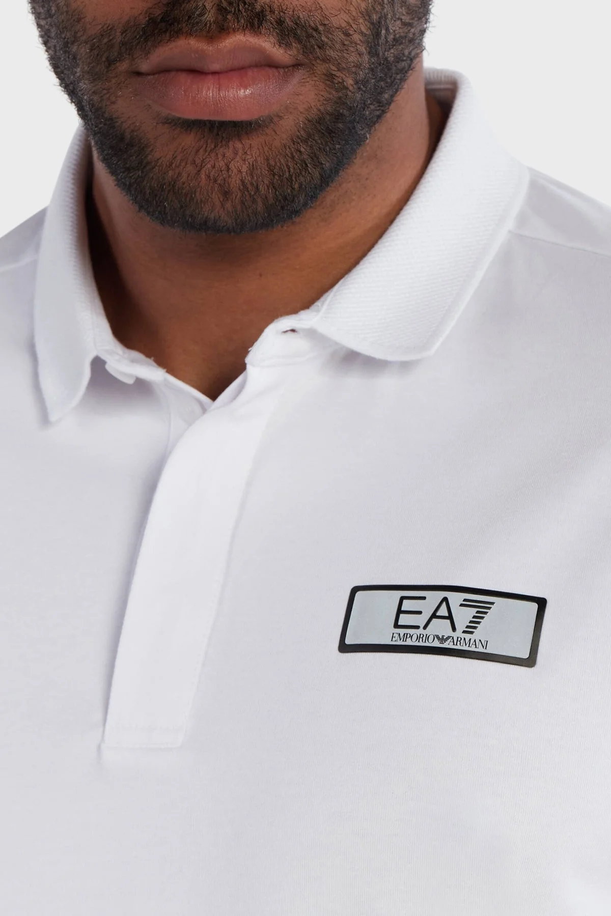 EA7 Pamuklu Regular Fit Erkek Polo Yaka T Shirt 3DPF06 PJUVZ 1100 BEYAZ - 3