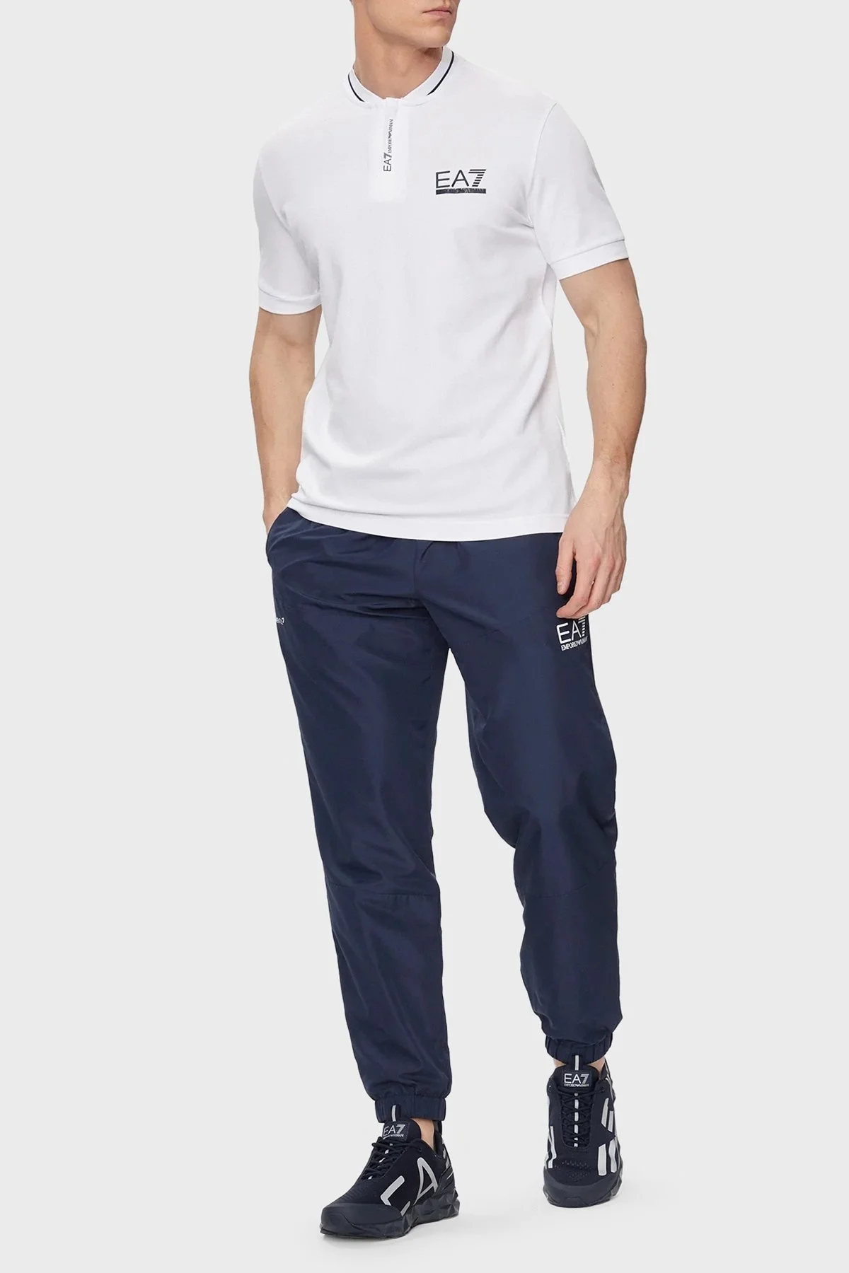 EA7 Pamuklu Regular Fit Erkek Polo Yaka T Shirt 3DPF18 PJ04Z 1100 BEYAZ - 3