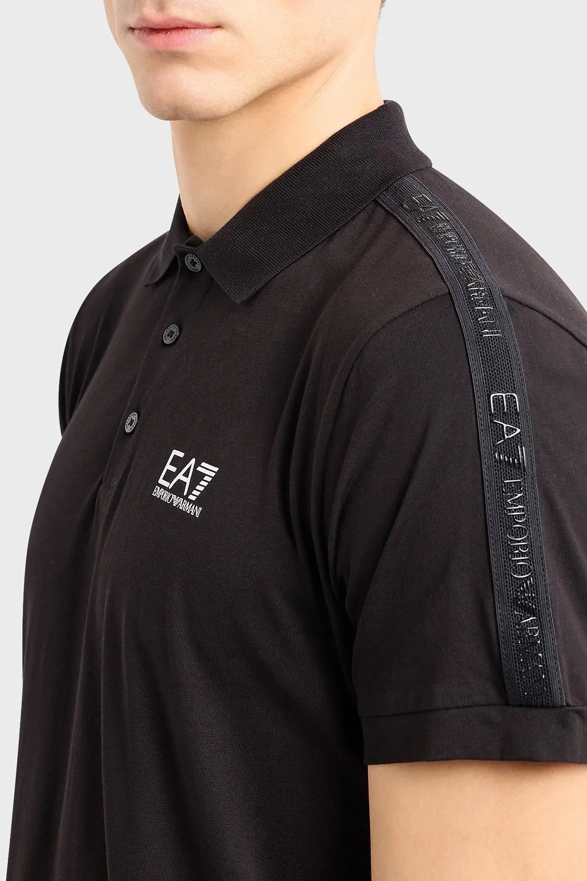 EA7 Pamuklu Regular Fit Erkek Polo Yaka T Shirt 3DPF23 PJ02Z 0200 SİYAH - 4