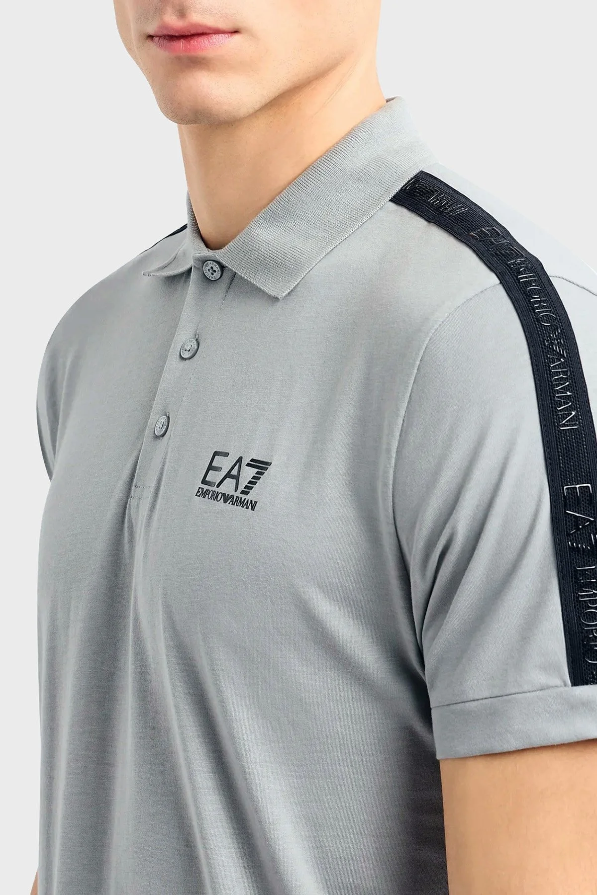 EA7 Pamuklu Regular Fit Erkek Polo Yaka T Shirt 3DPF23 PJ02Z 0923 GRİ - 4