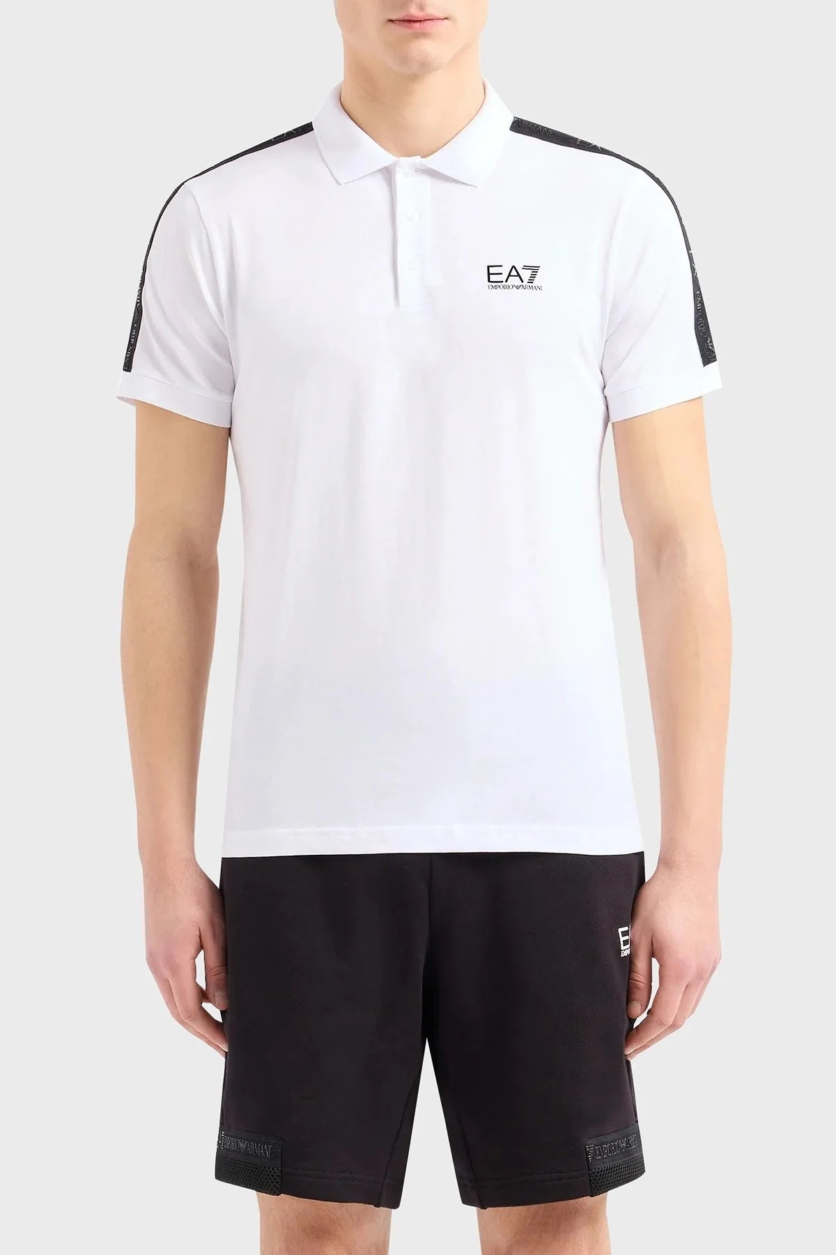 EA7 Pamuklu Regular Fit Erkek Polo Yaka T Shirt 3DPF23 PJ02Z 1100 BEYAZ - 1