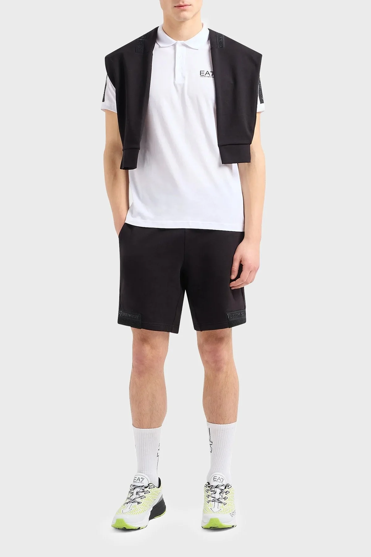 EA7 Pamuklu Regular Fit Erkek Polo Yaka T Shirt 3DPF23 PJ02Z 1100 BEYAZ - 3