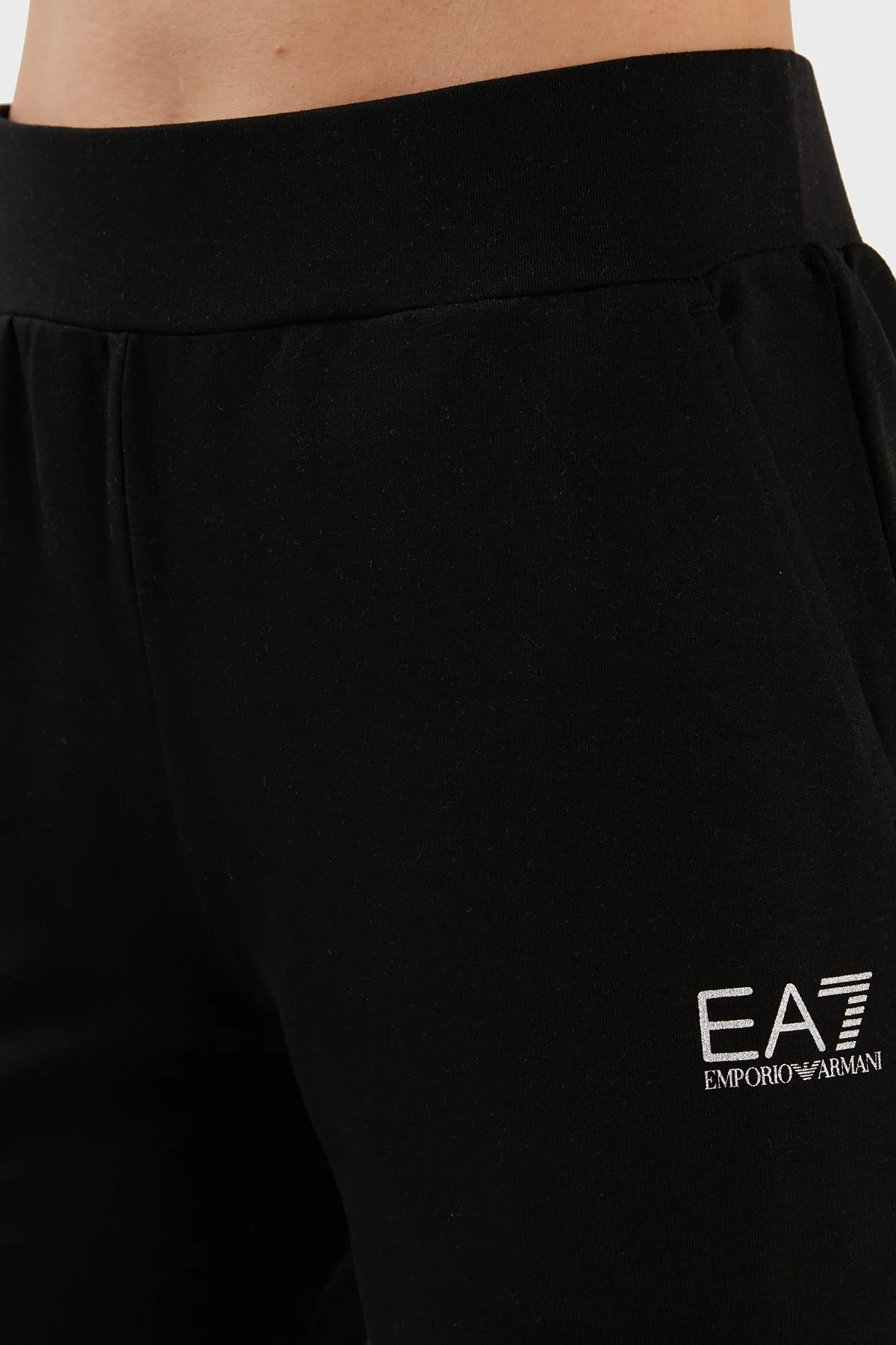 EA7 Pamuklu Regular Fit Fermuarlı Dik Yaka Bayan Eşofman Takımı 3RTV56 TJEAZ 22BA SİYAH-BEYAZ - 6