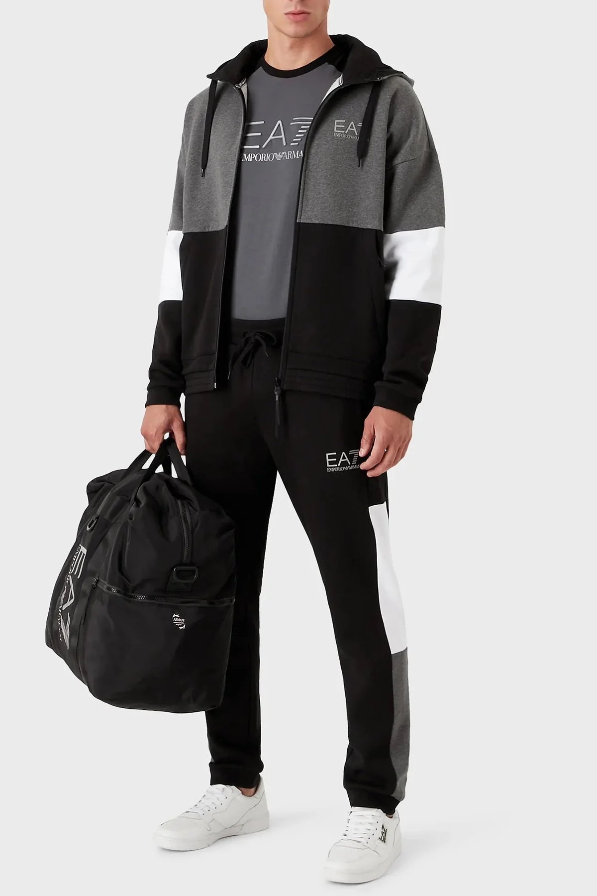 EA7 Pamuklu Regular Fit Fermuarlı Kapüşonlu Eşofman Takım Erkek Eşofman Takımı 6LPV54 PJ07Z 1200 SİYAH - 2
