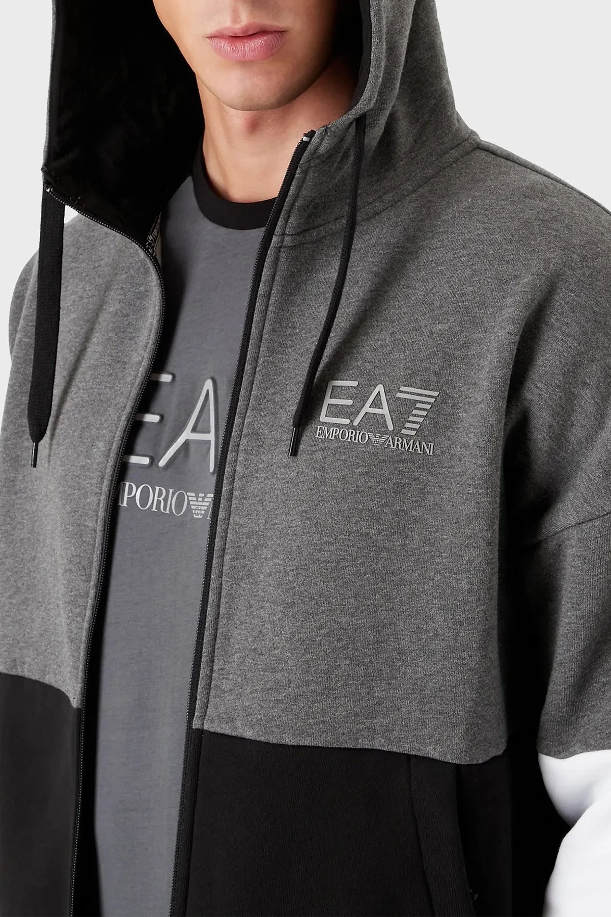 EA7 Pamuklu Regular Fit Fermuarlı Kapüşonlu Eşofman Takım Erkek Eşofman Takımı 6LPV54 PJ07Z 1200 SİYAH - 3