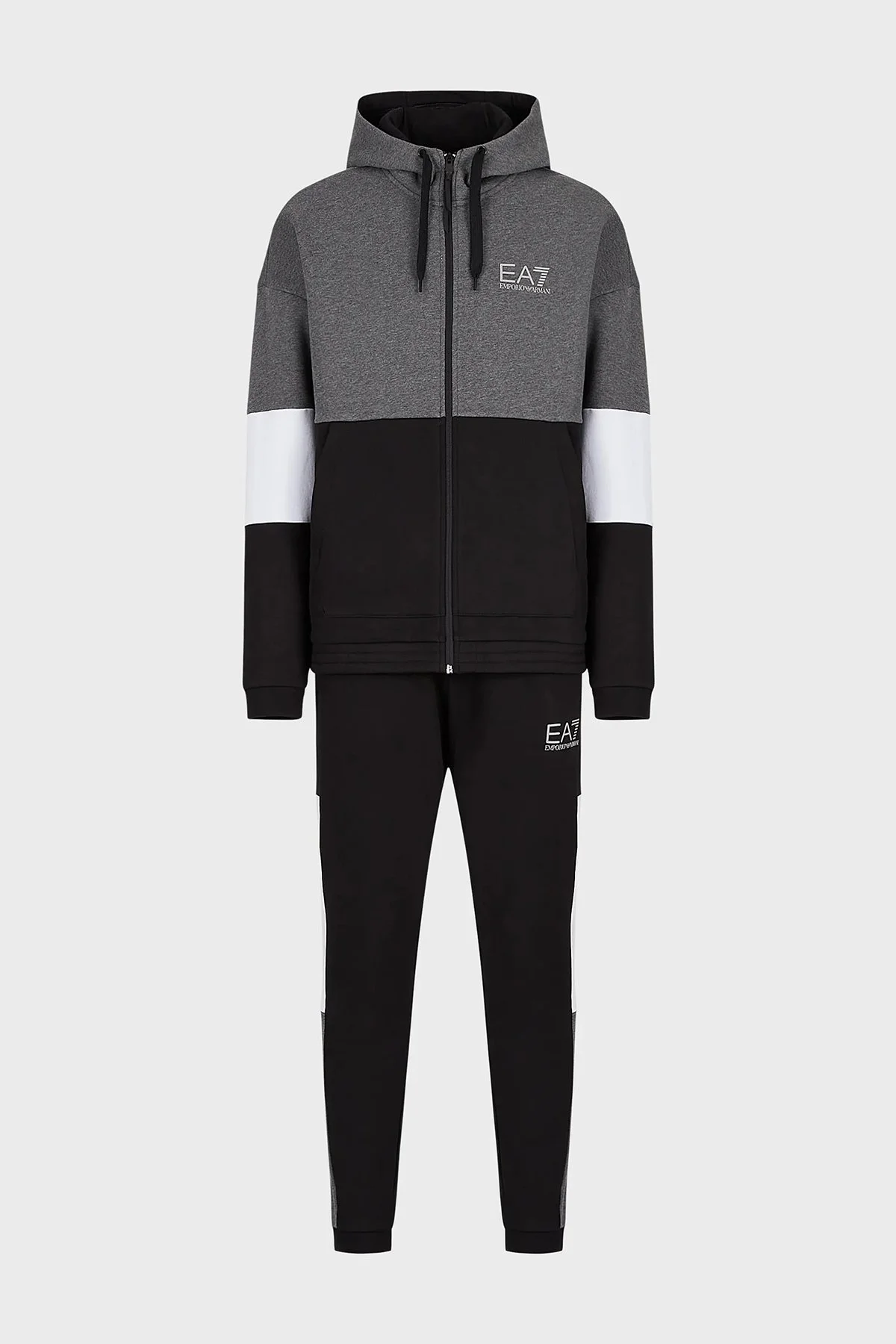 EA7 Pamuklu Regular Fit Fermuarlı Kapüşonlu Eşofman Takım Erkek Eşofman Takımı 6LPV54 PJ07Z 1200 SİYAH - 5