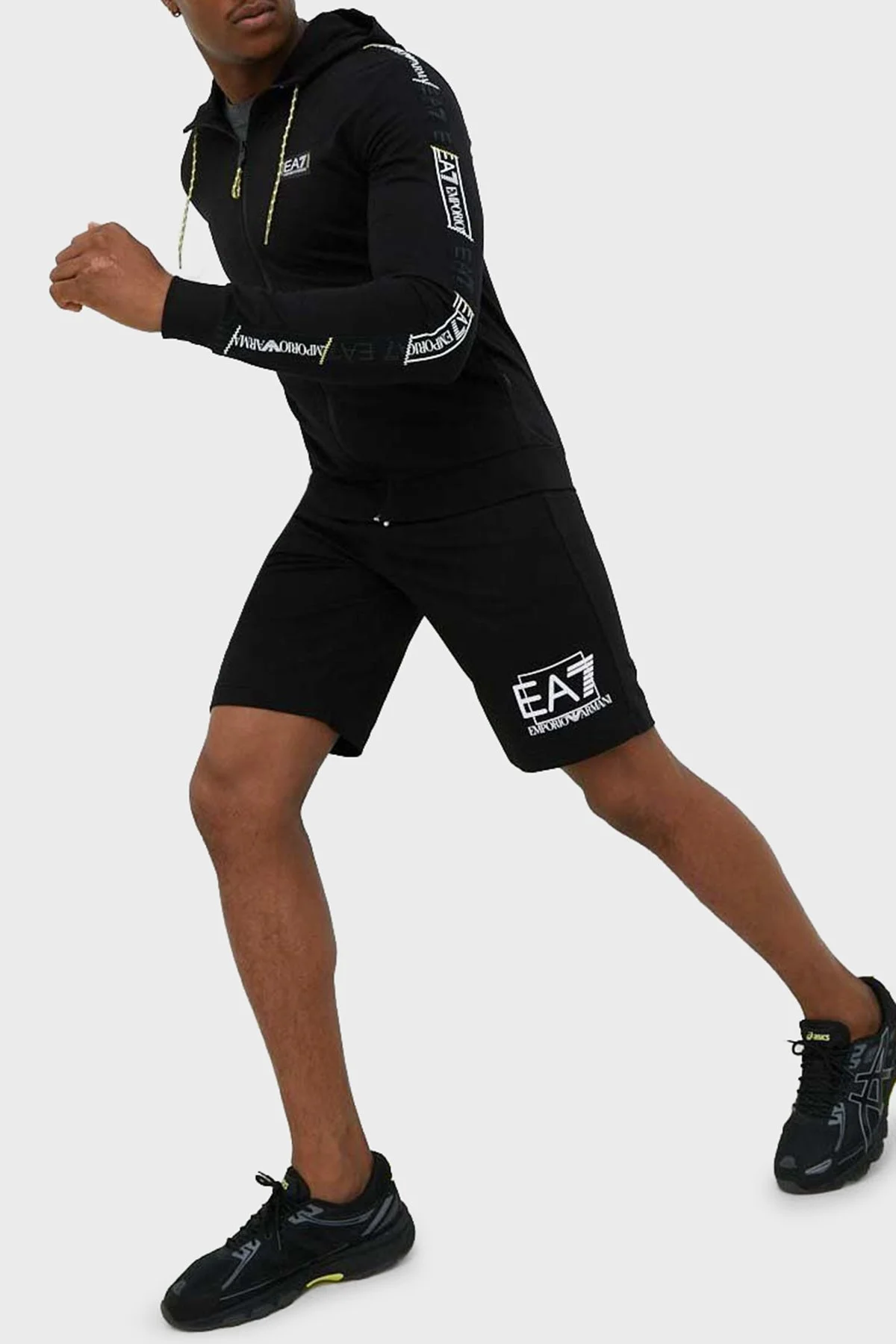 EA7 Pamuklu Regular Fit Fermuarlı Kapüşonlu Erkek Sweat 3RPM09 PJ05Z 1200 SİYAH - 3